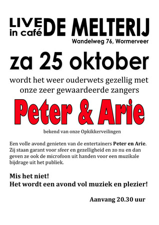 Zangers Peter & Arie 25 oktober