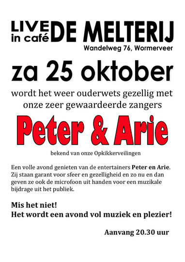 Zangers Peter & Arie 25 oktober